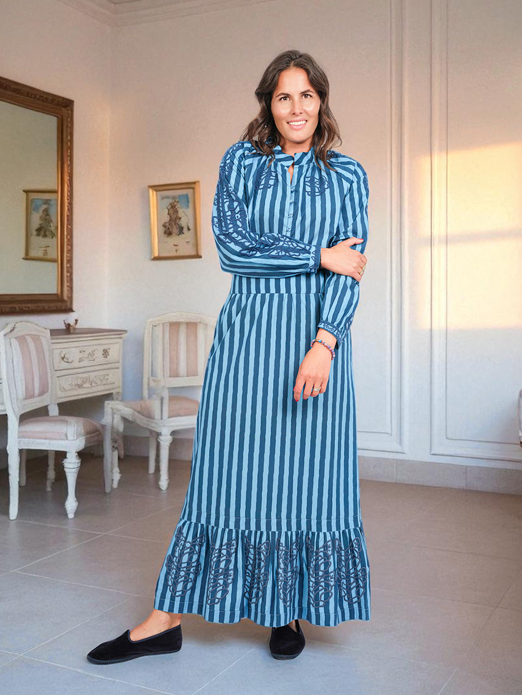 NIMO x LORI limited Woad Blouse Blue Stripes
