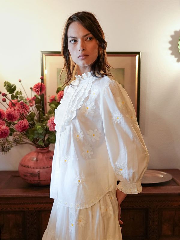 NIMO x CASA PERNICE Blouse White Flower Embroidery