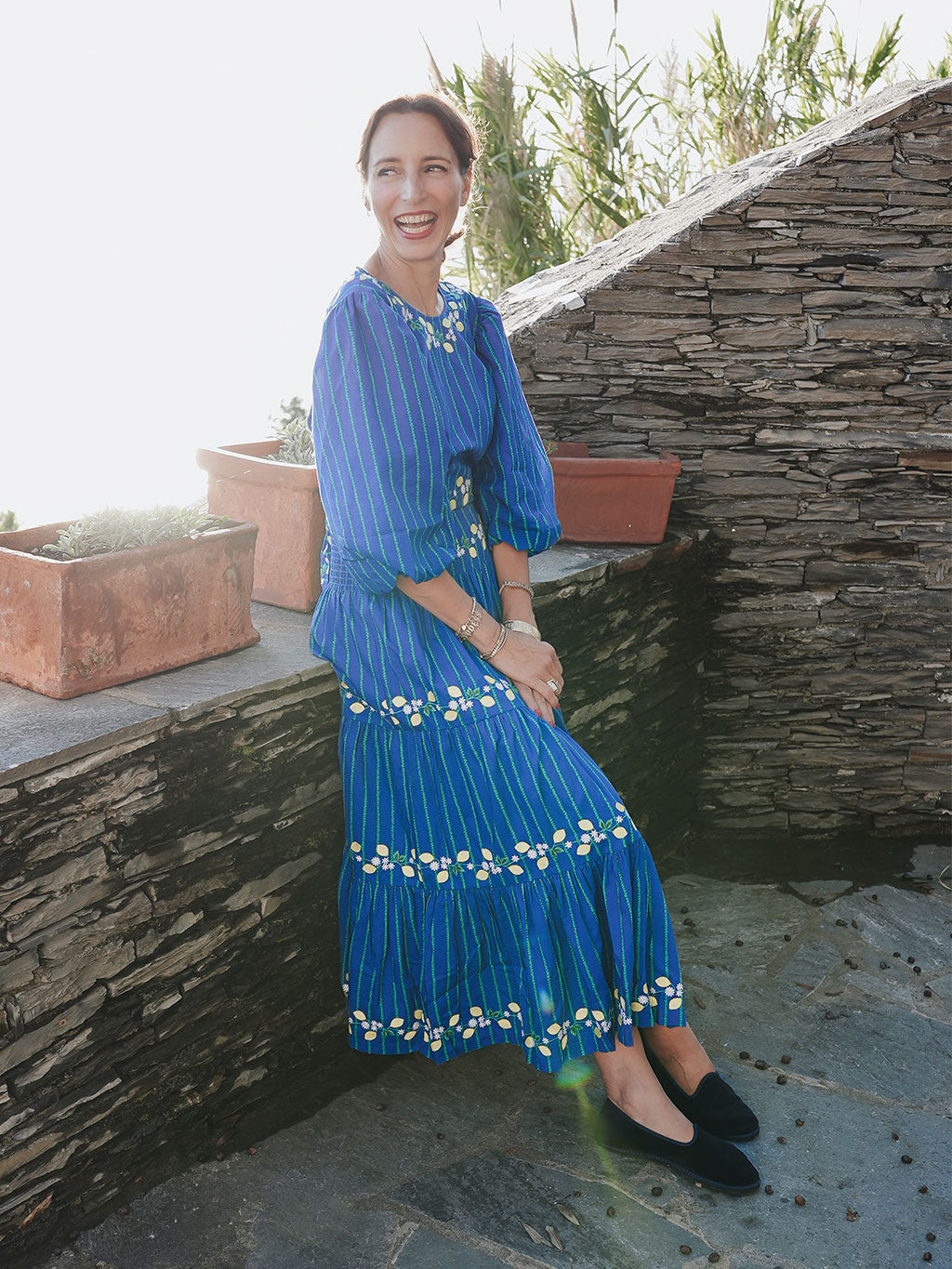 NIMO x CASA PERNICE Blouse Blue Lemon Embroidery