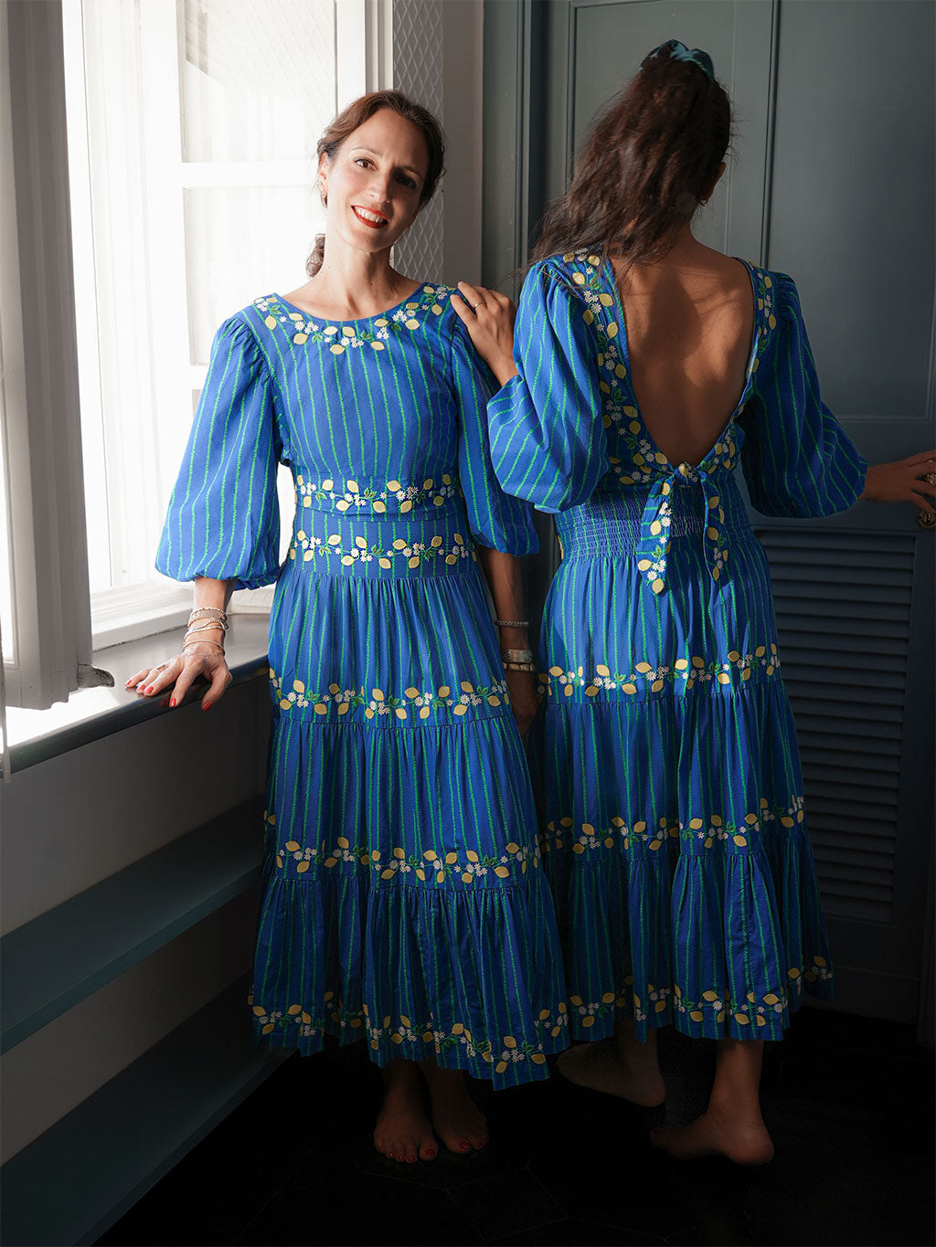 NIMO x CASA PERNICE Blouse Blue Lemon Embroidery