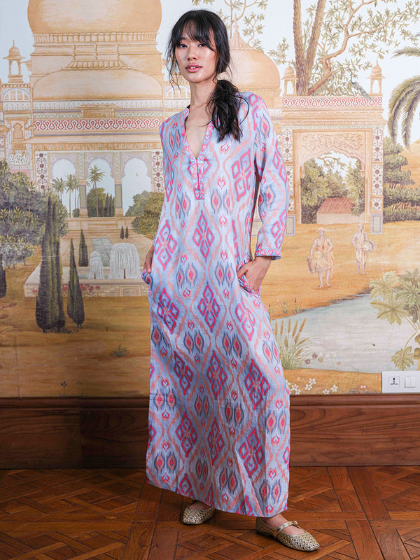 Sapphire Kaftan Long Ikat Sorbet