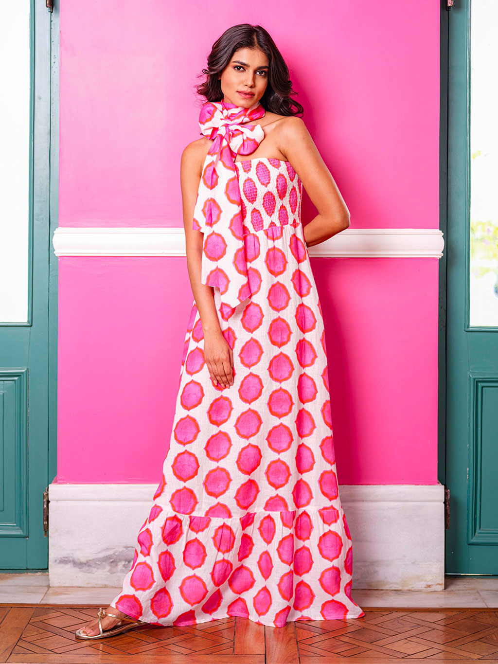 Caraway Dress Ikat Pink Orange
