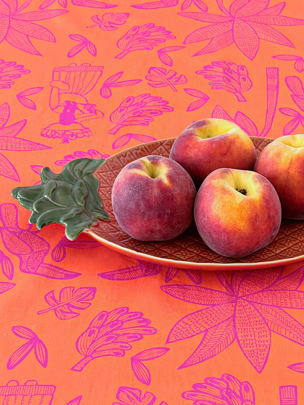 Detailed view of botanical orange print