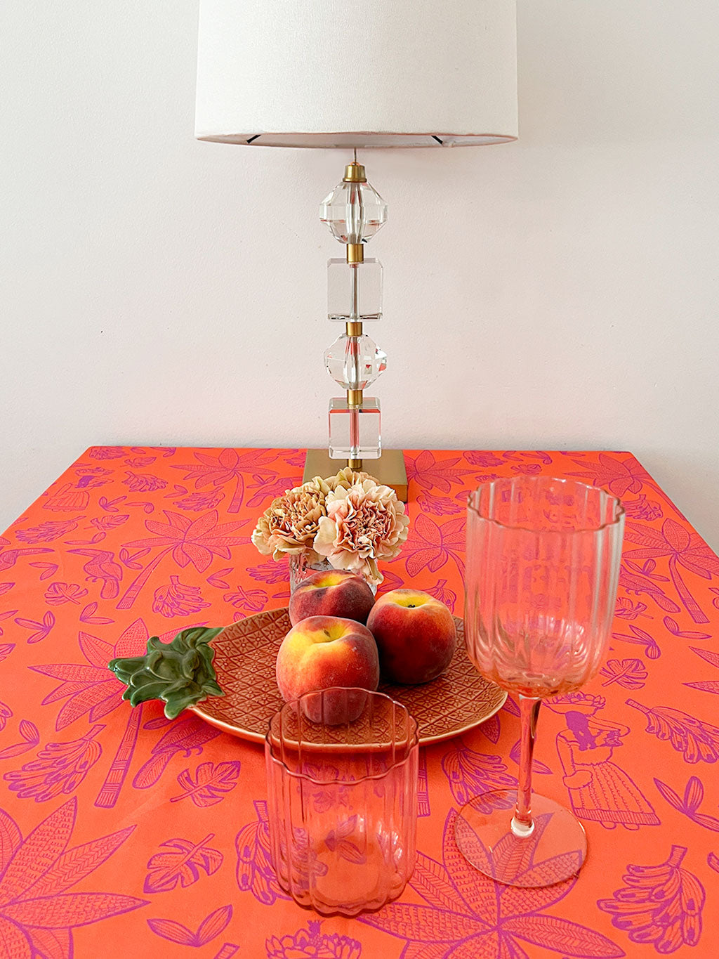 Festive tablescape with Nimo With Love botanical and ruffle design
