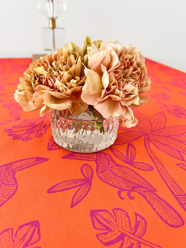 Detailed view of botanical orange print
