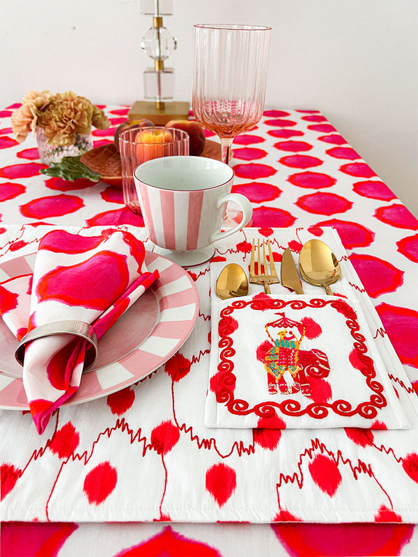 Premium linen tablecloth with artisanal hand-printed finish by Nimo With Love
