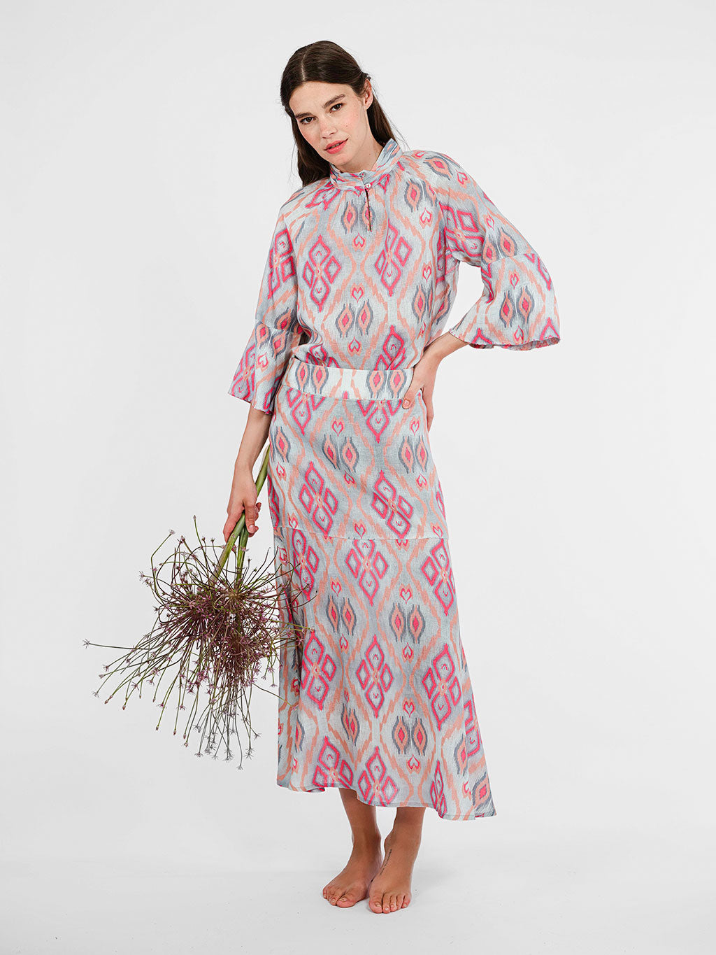 Red Amaranth Skirt Ikat Sorbet
