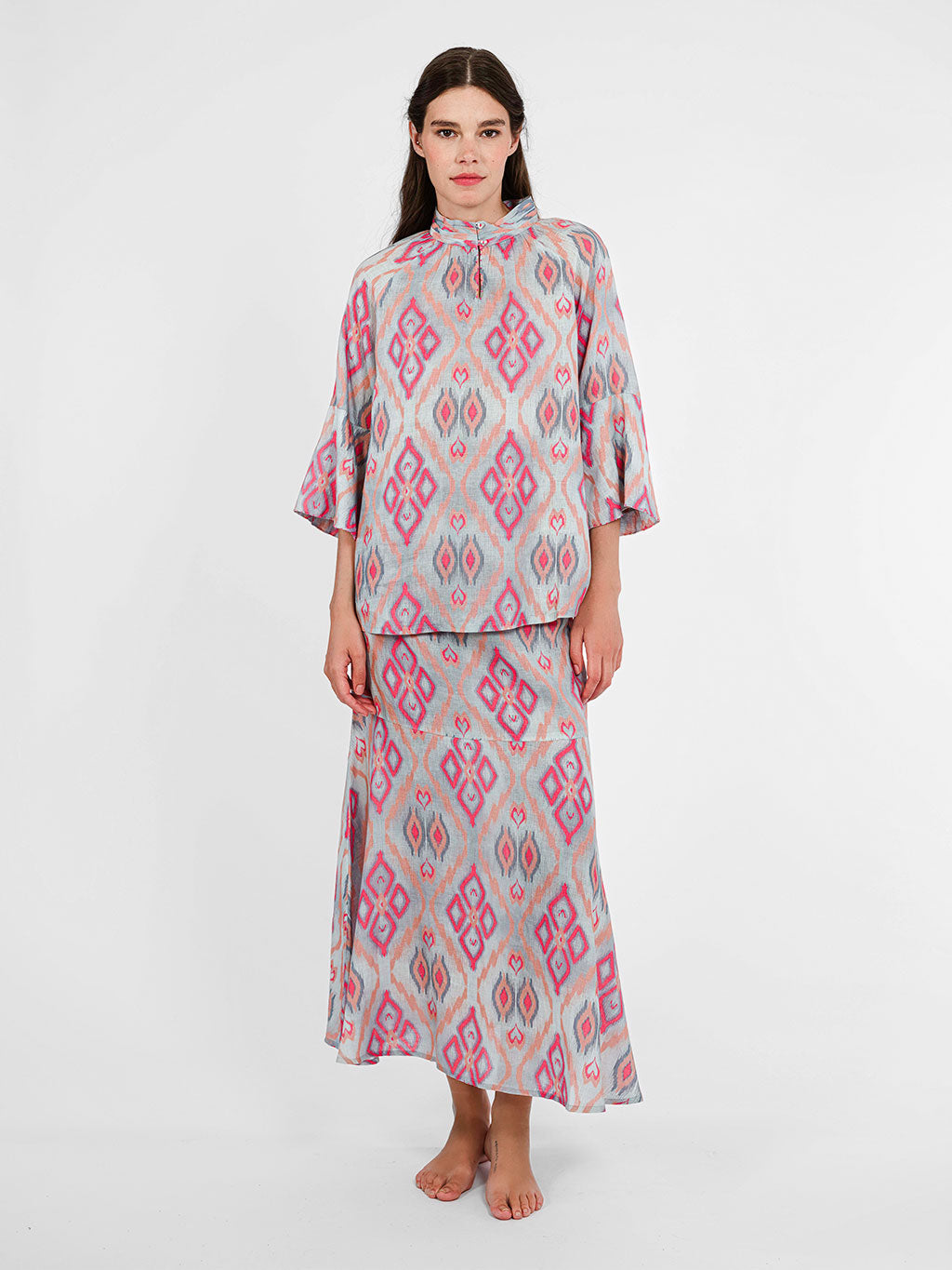 Red Amaranth Skirt Ikat Sorbet