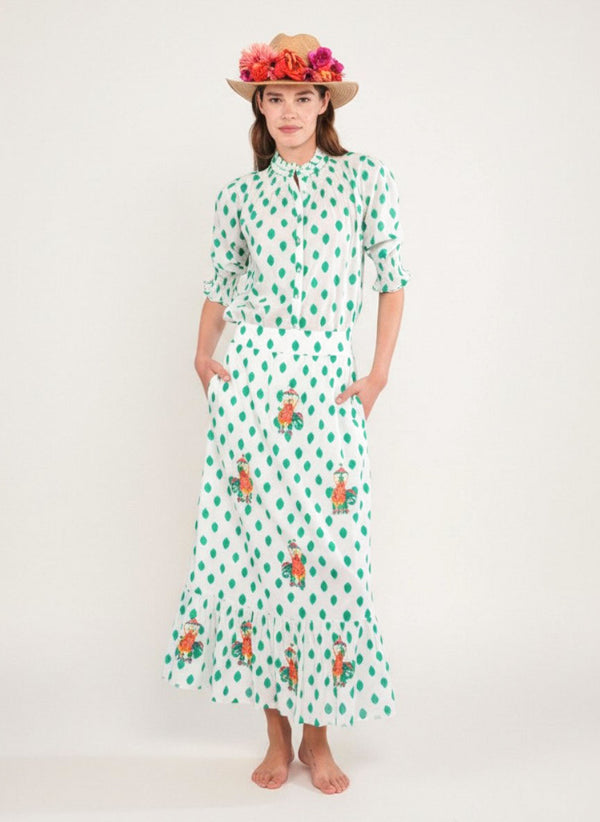 Bergamot Blouse Dots Emerald