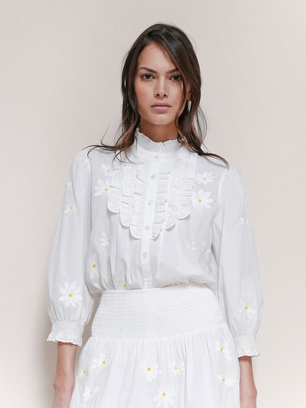NIMO x CASA PERNICE Blouse White Flower Embroidery