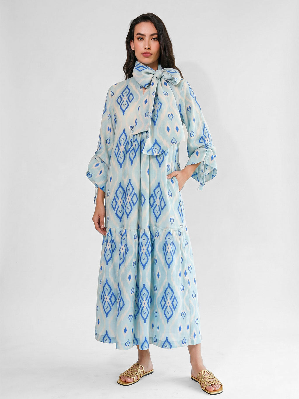 Catmint Dress Ikat Blue