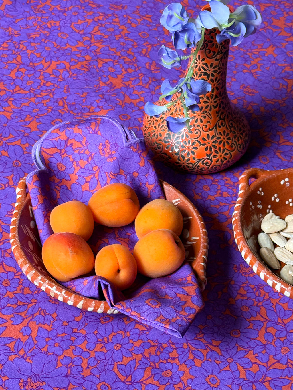 Lori & NIMO limited Napkin Violet Orange Flowers