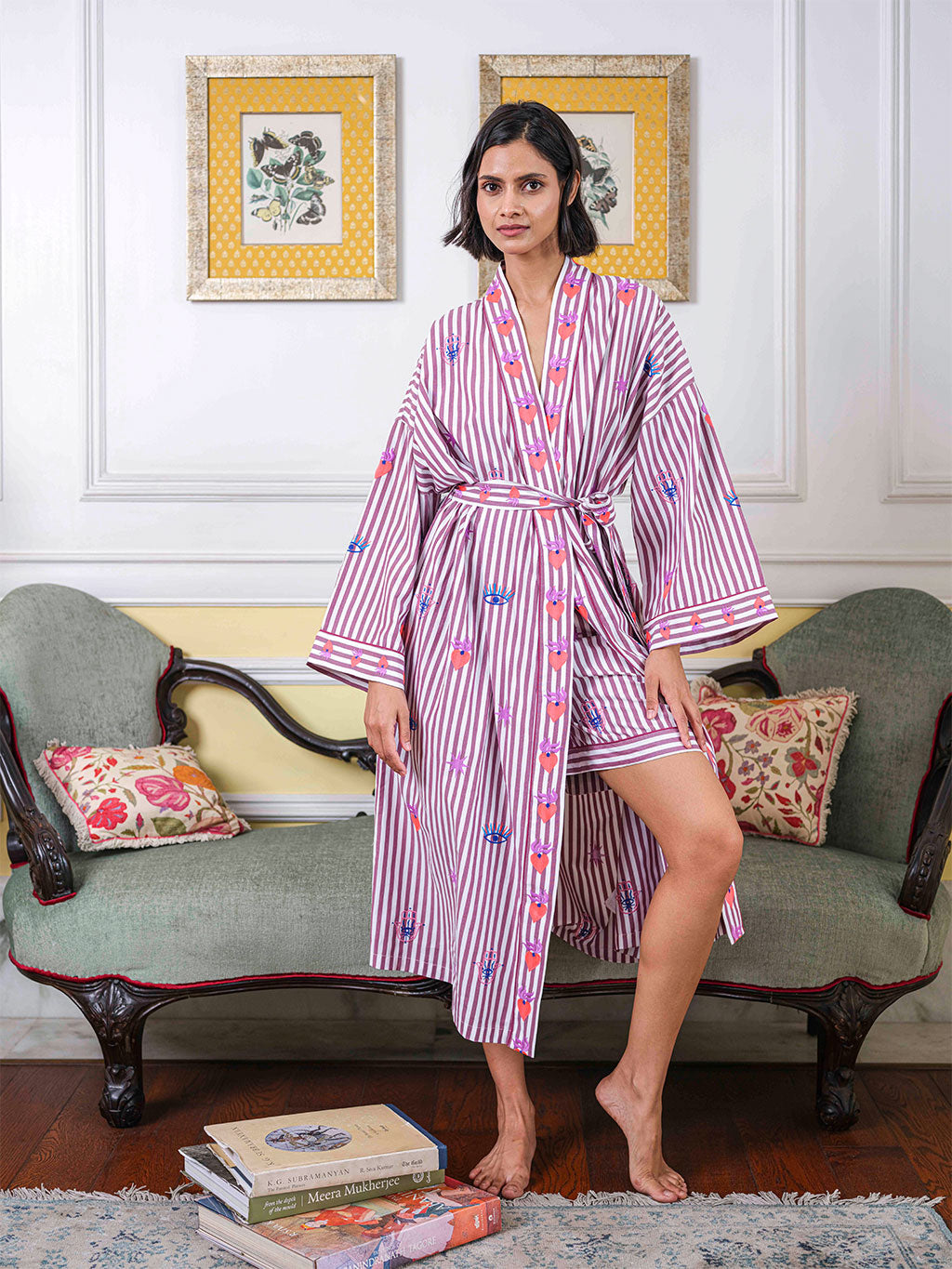 Magic on Burgundy Stripes Kimono