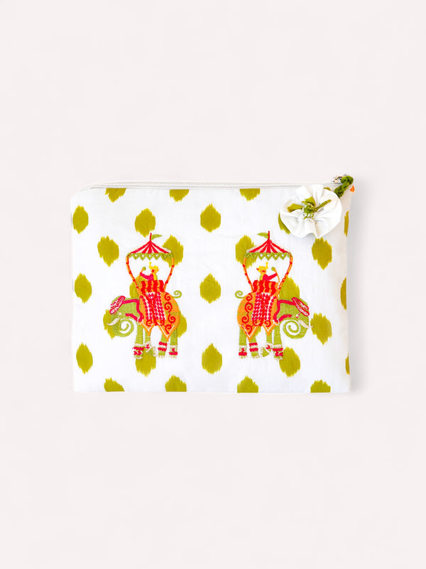 Ortiga Bag Green Dots Elephant Embroidery