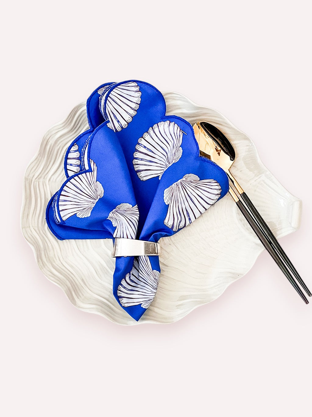 Napkin Shells on Blue