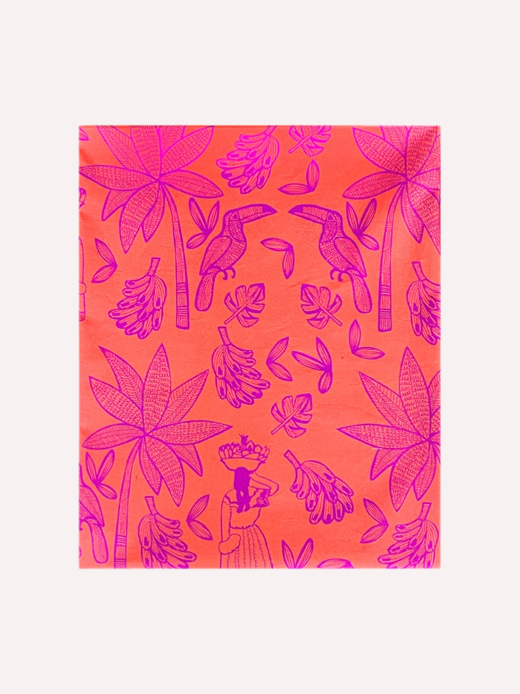 Rectangular Colombia botanical linen tablecloth in orange and pink by Nimo With Love