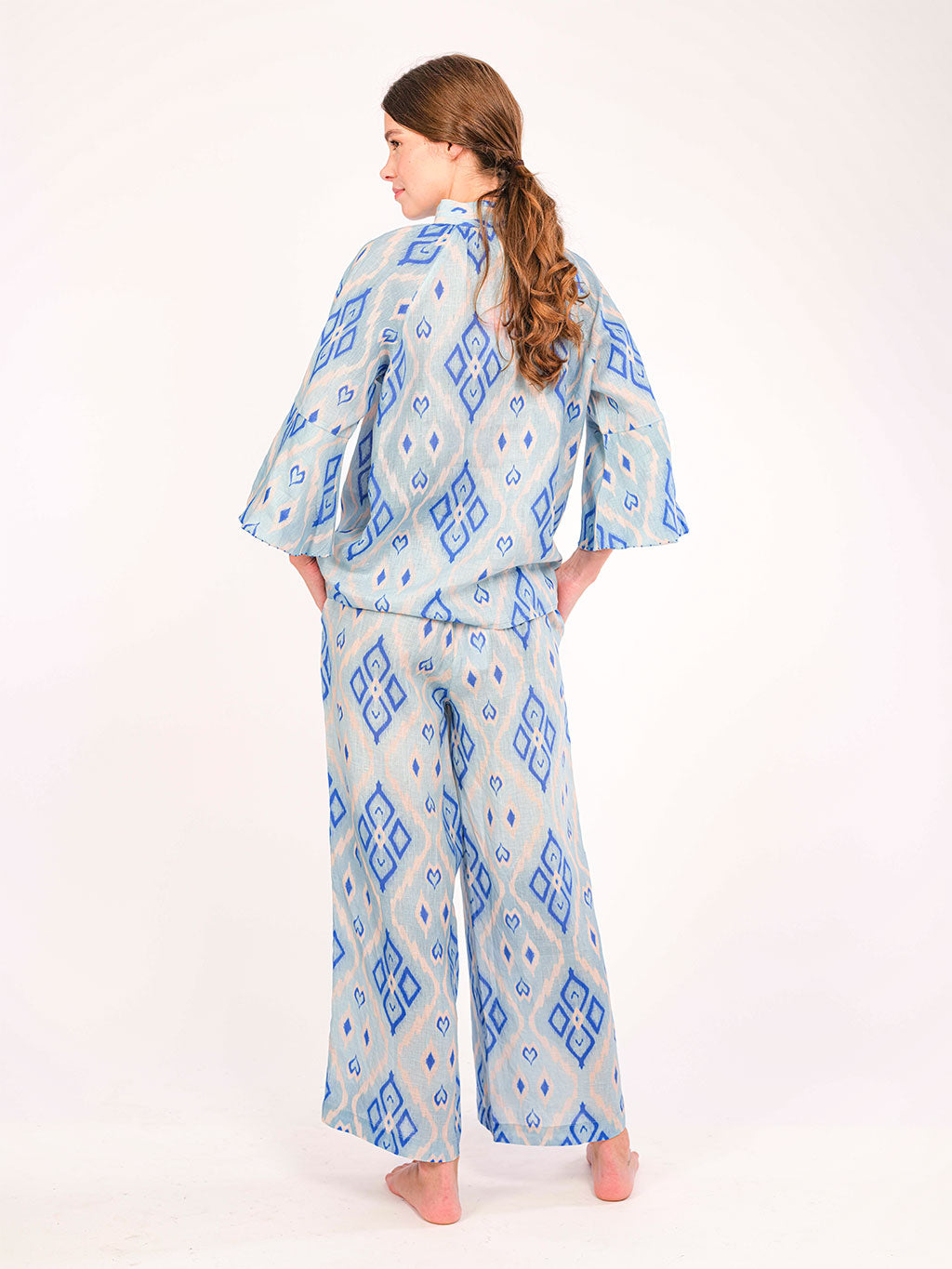 Flax Blouse Ikat Blue