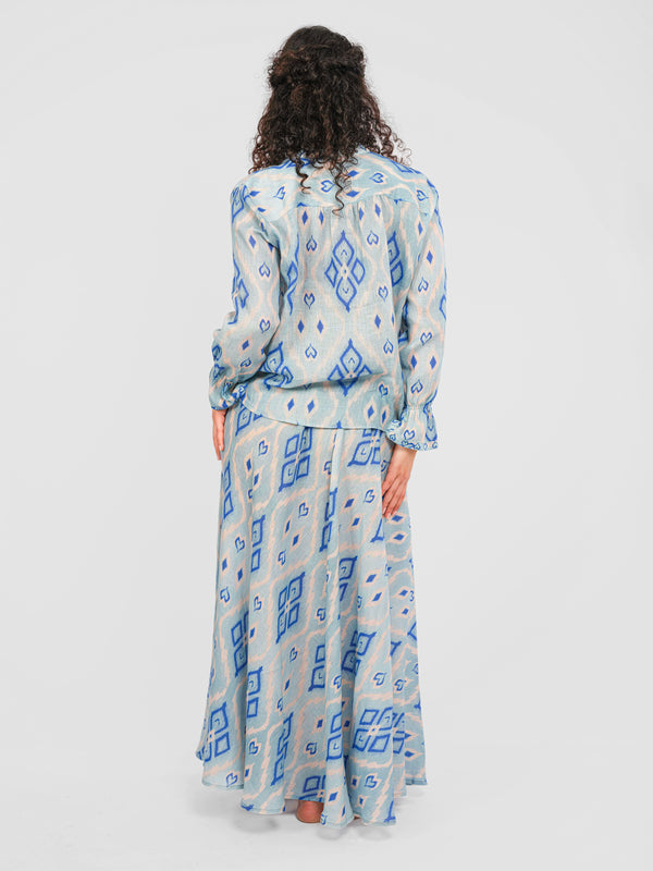 Broom Blouse Ikat Blue