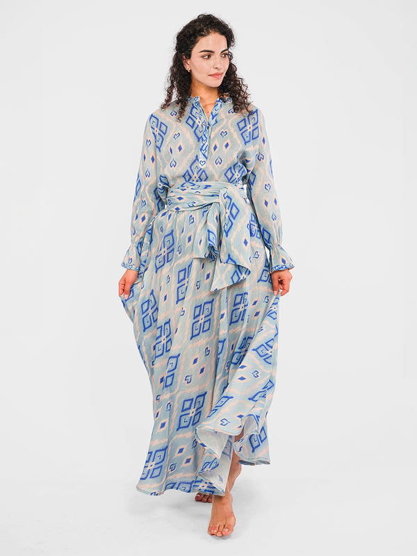 Broom Blouse Ikat Blue