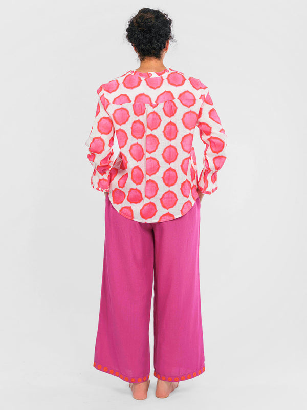 Broom Blouse Ikat Pink Orange
