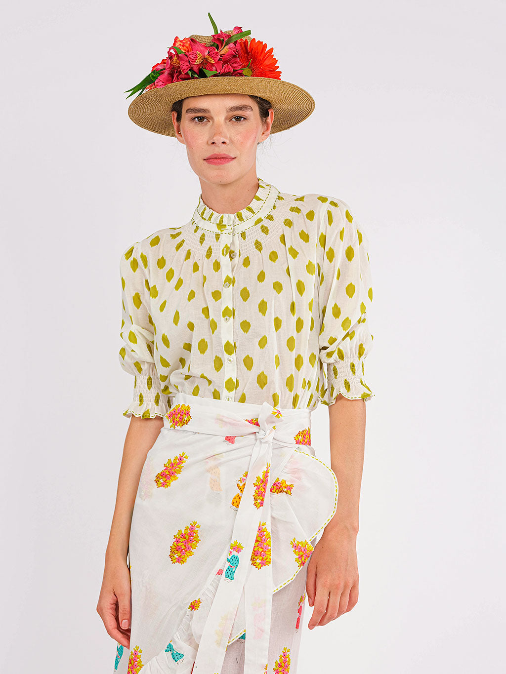 Bergamot Blouse Dots Green