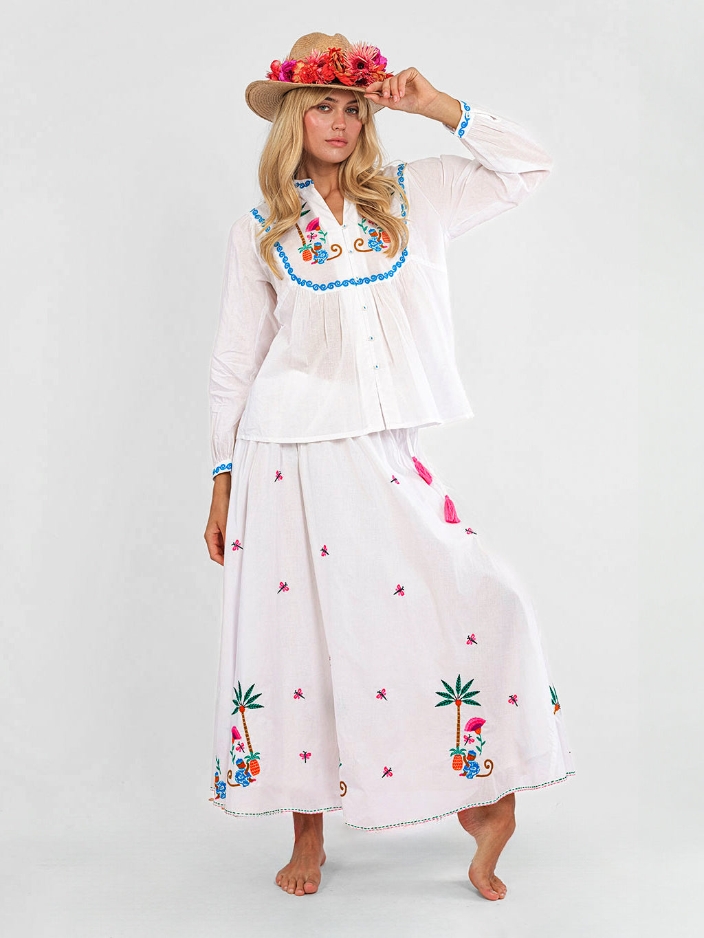 Nimo With Love signature look featuring playful jungle-inspired embroidery