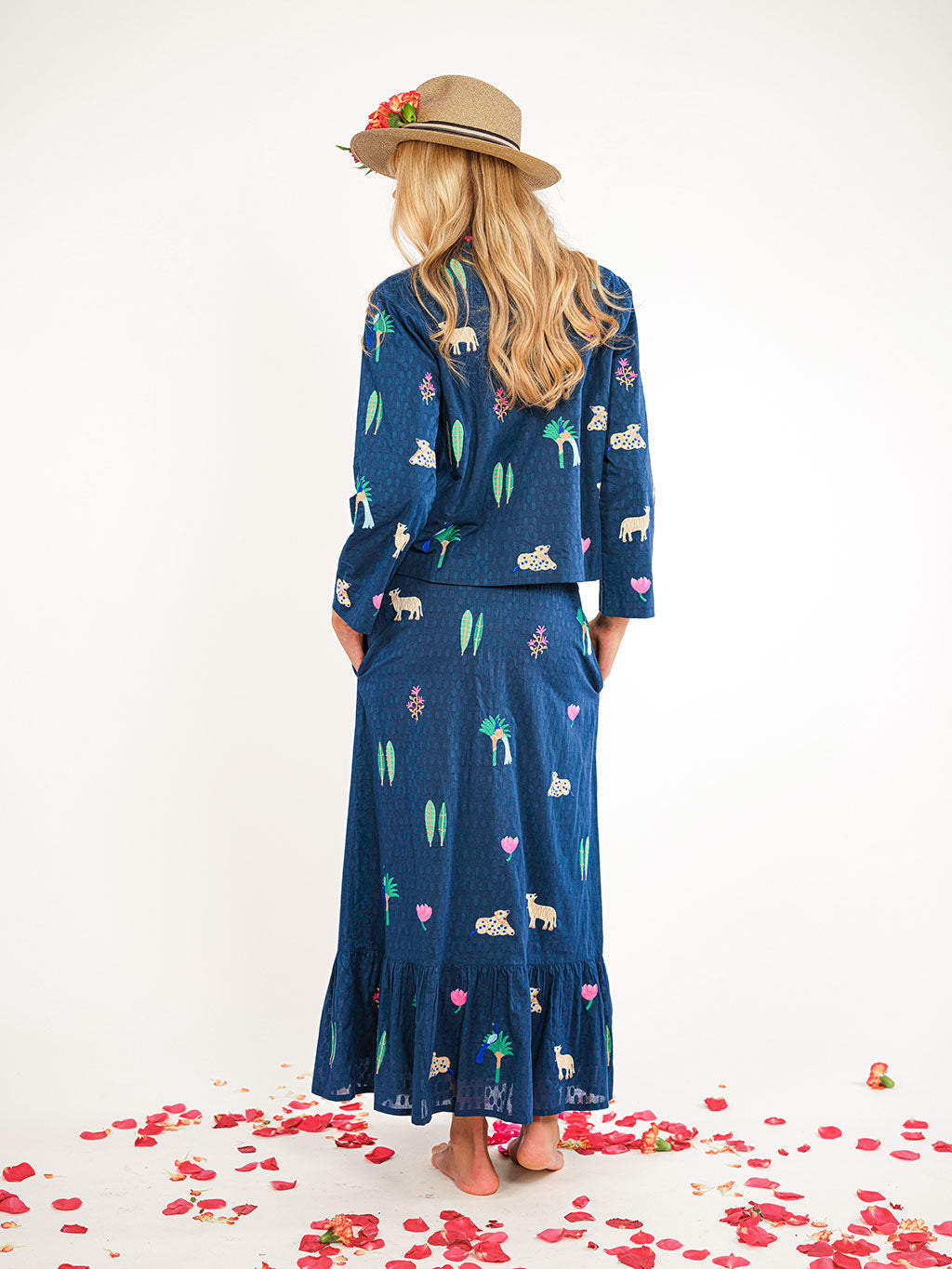 Comfrey Jacket  Little Jungle Embroidery on Navy