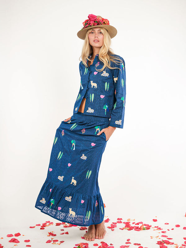 Comfrey Jacket  Little Jungle Embroidery on Navy