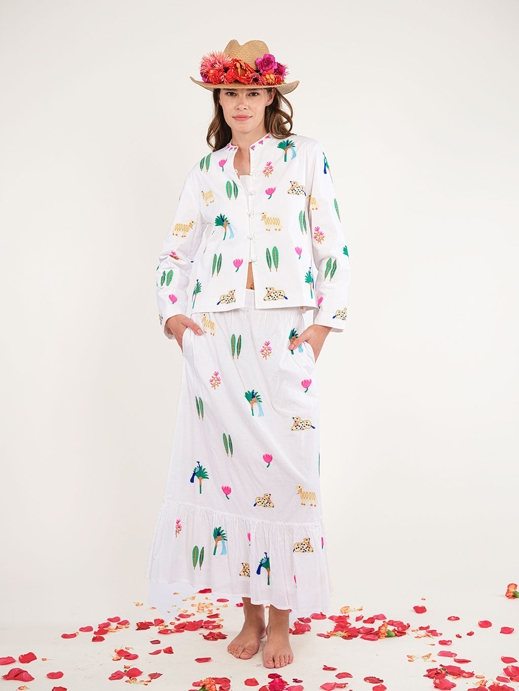 Comfrey Jacket Little Jungle Embroidery on White