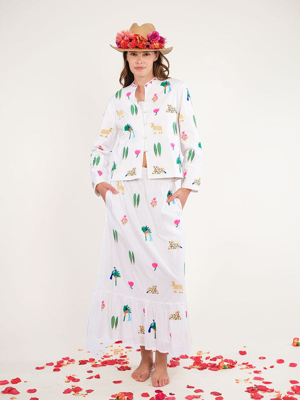 Comfrey Jacket Little Jungle Embroidery on White