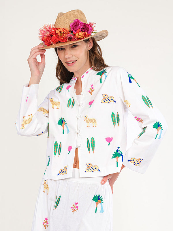 Comfrey Jacket Little Jungle Embroidery on White