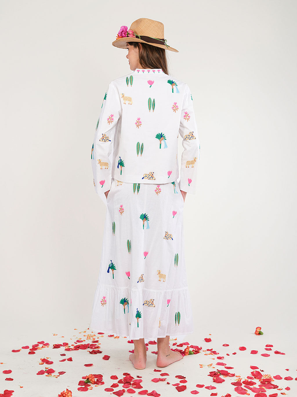 Goldenseal Skirt Little Jungle Embroidery on White