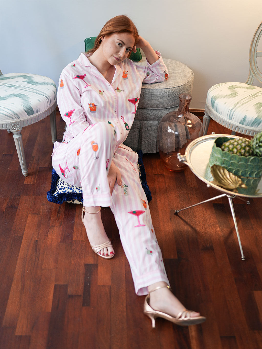Happy Hour on Rose Stripes Pyjama Long