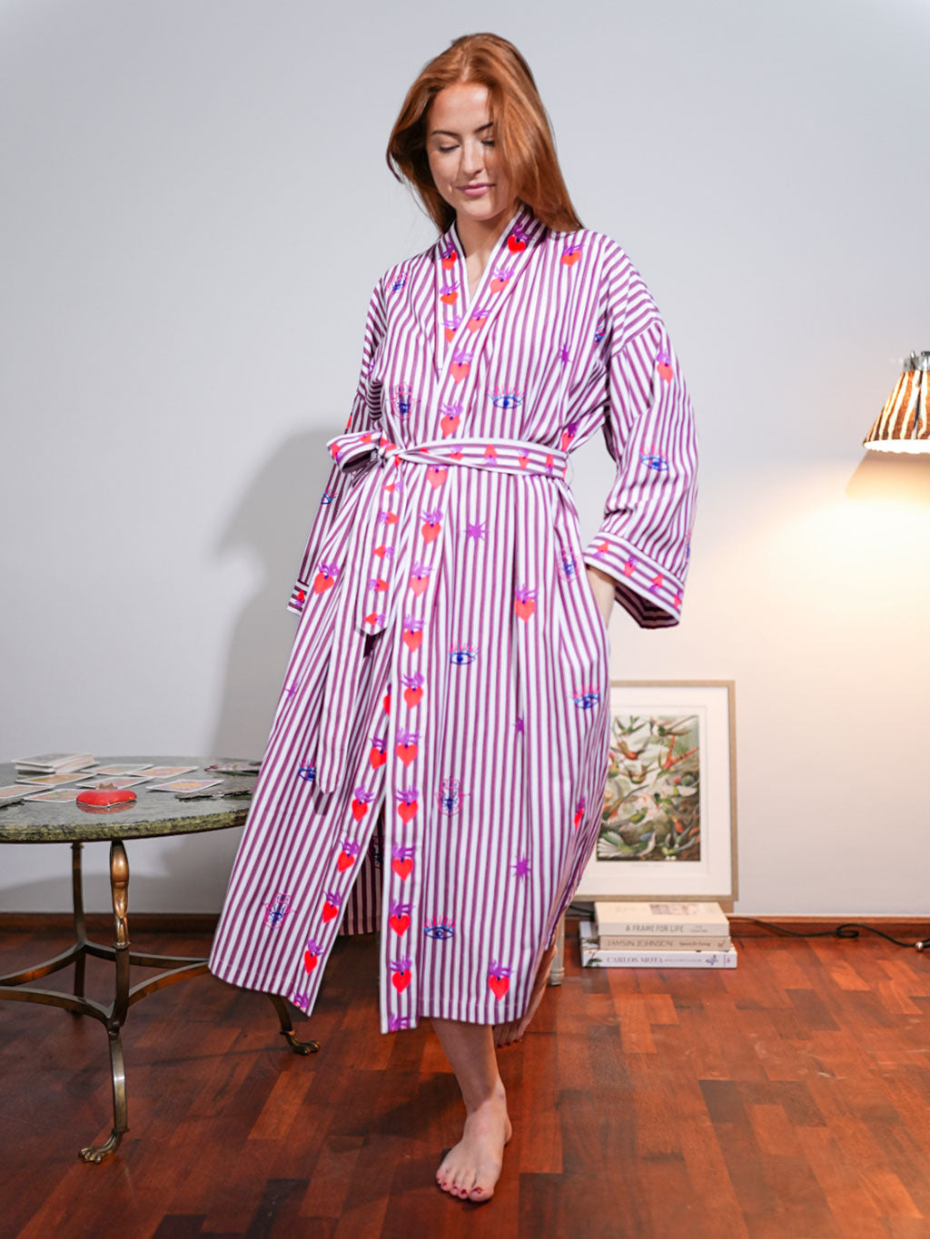 Magic on Burgundy Stripes Kimono